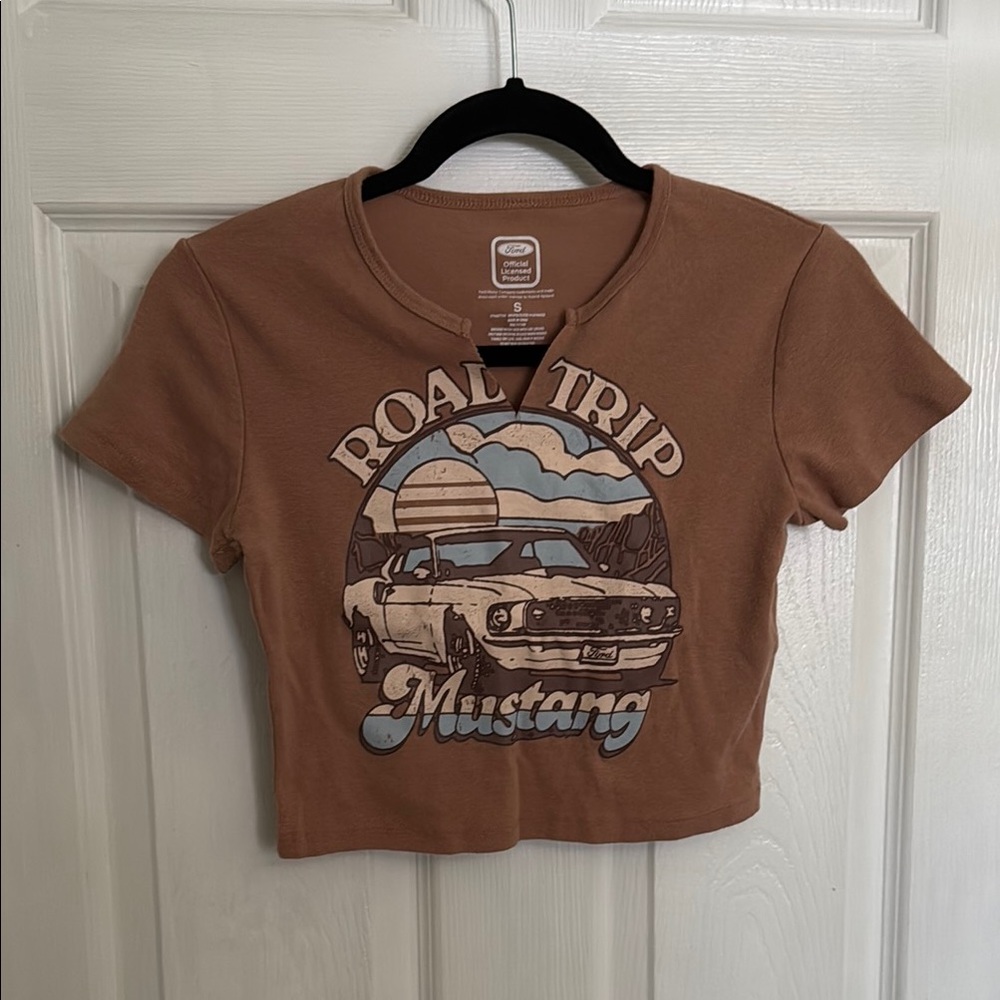 Ford Brown Graphic Crop Top
